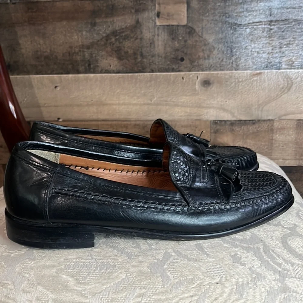 Bostonian Black Leather Tassel Loafers Shoes Size 10M - Picture 1 of 7